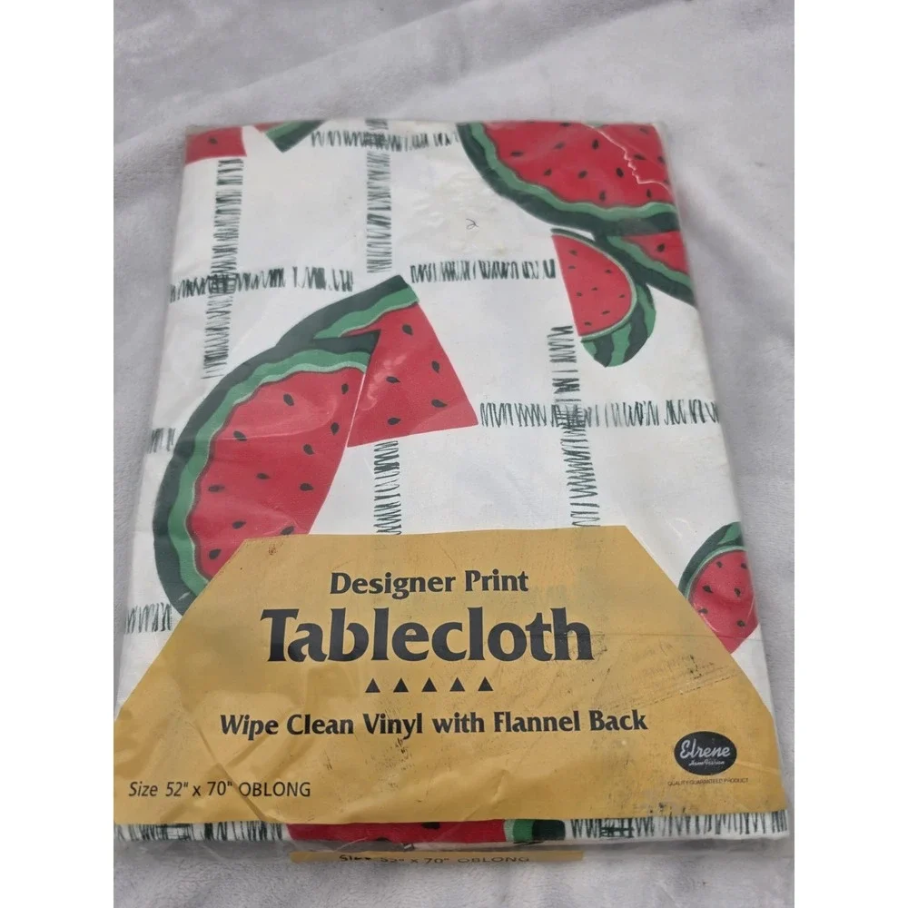 Vtg Watermelon Slices Tablecloth Summer Camping Party Picnic 52x70 Flannel Back